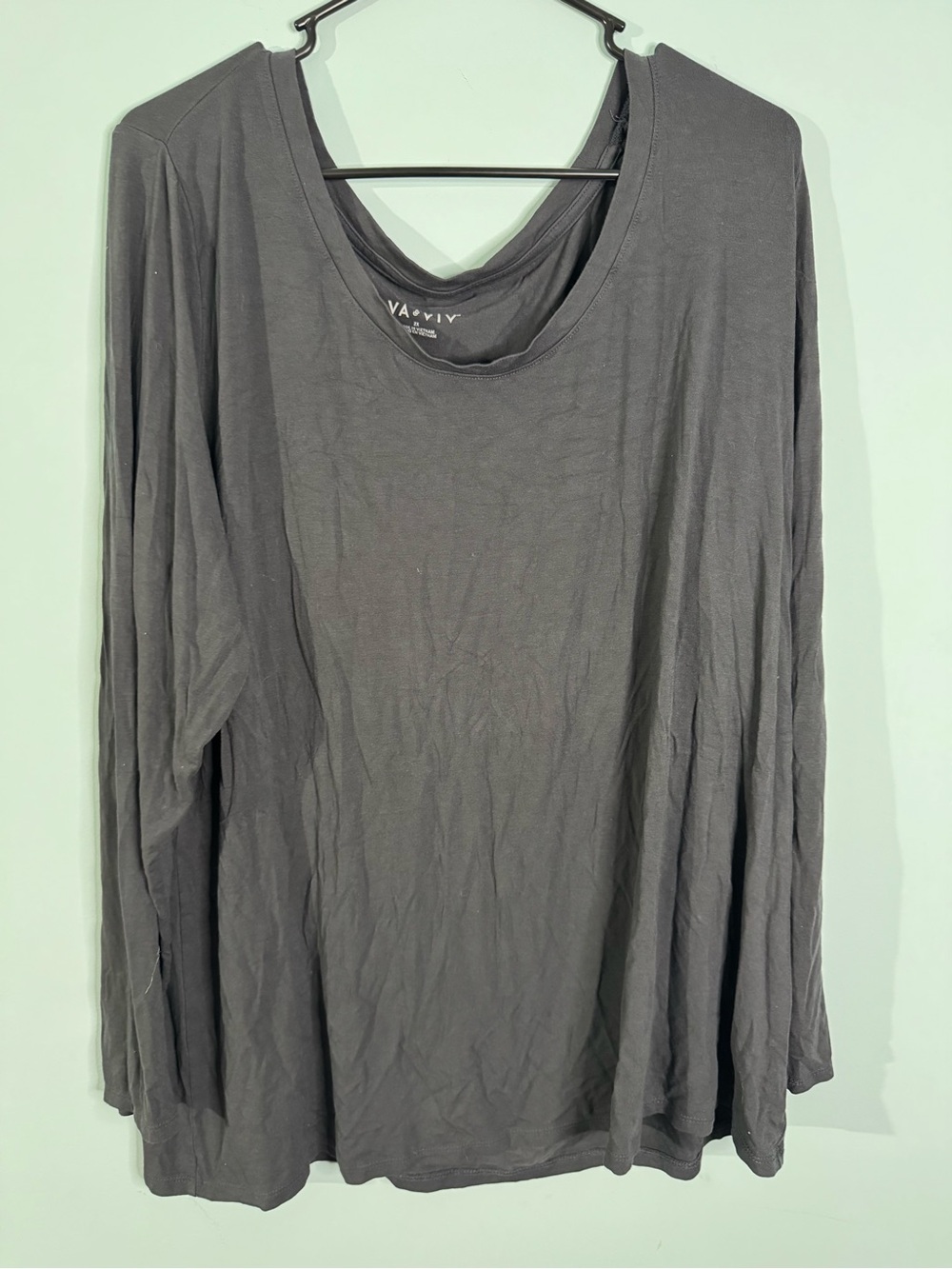 Ava & VIV Women's Long Sleeve Scoop Neck Top - Gray